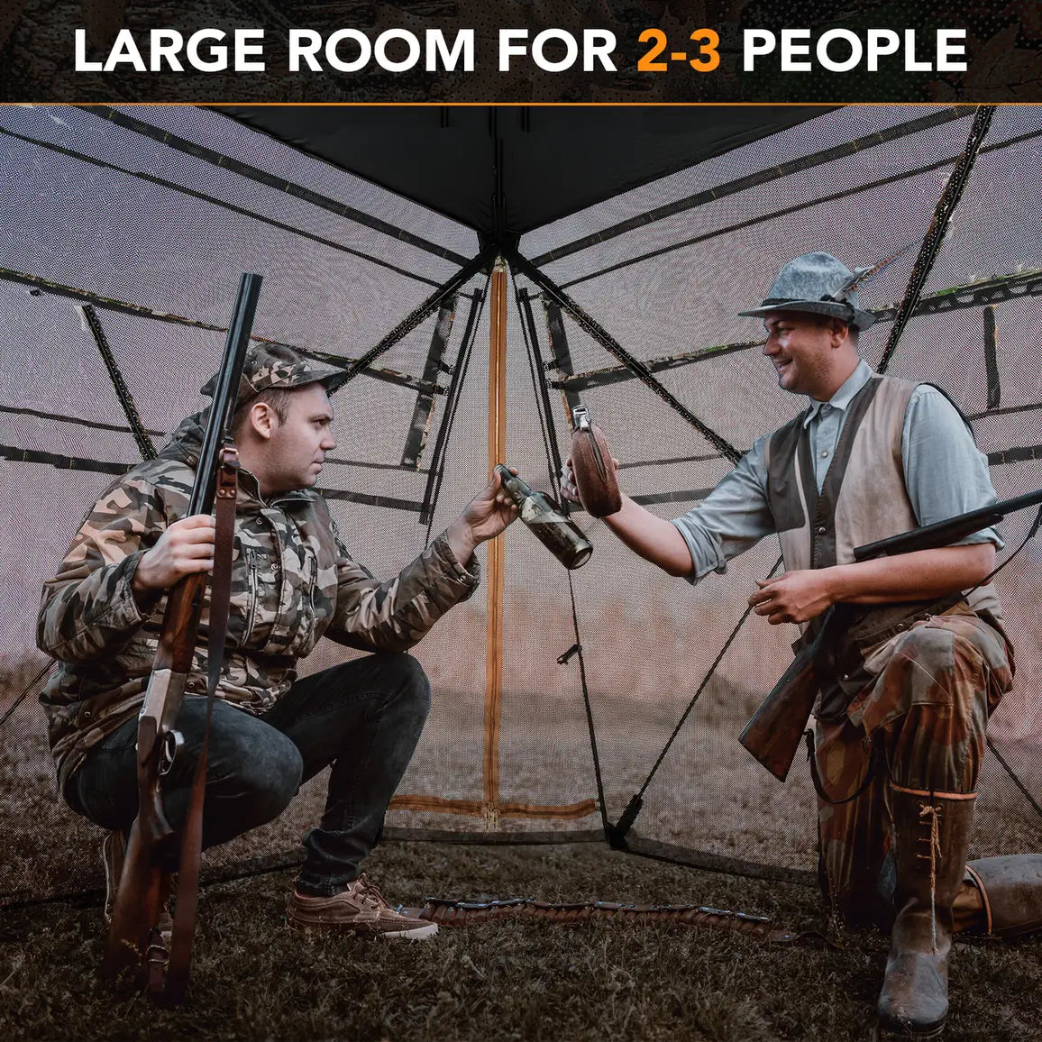 360 One Way See Through Ground Blind Hunting Blind for 2-3 People