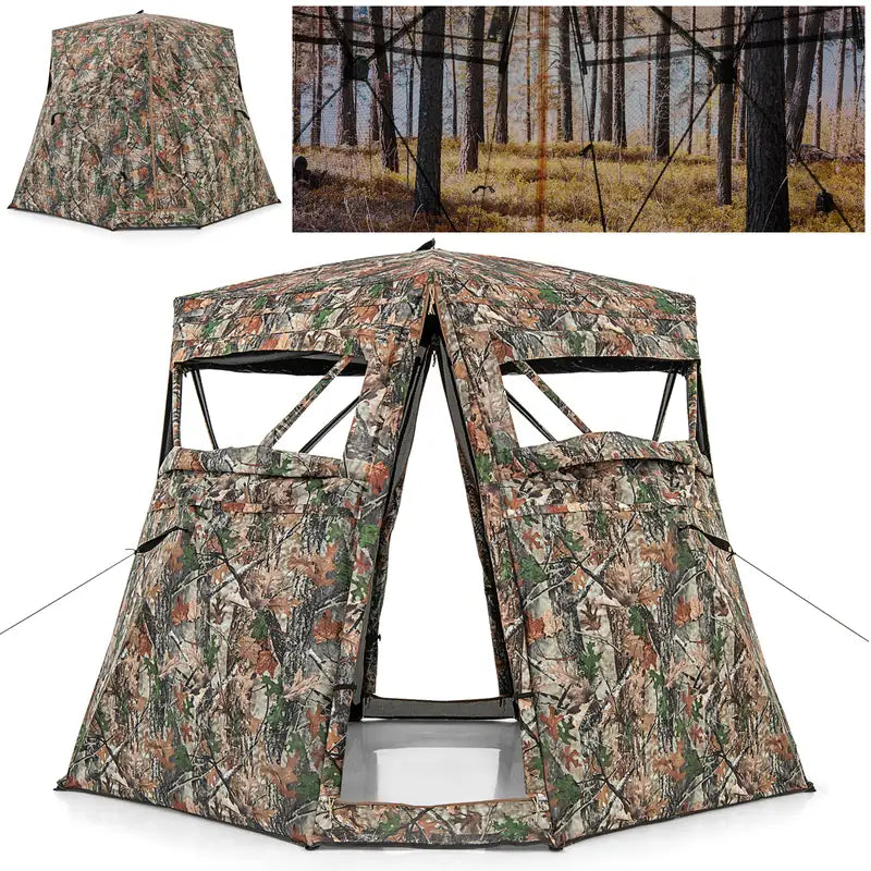 360 One Way See Through Ground Blind Hunting Blind for 2-3 People