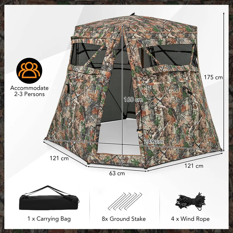 360 One Way See Through Ground Blind Hunting Blind for 2-3 People