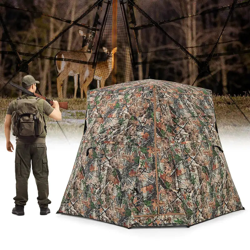360 One Way See Through Ground Blind Hunting Blind for 2-3 People