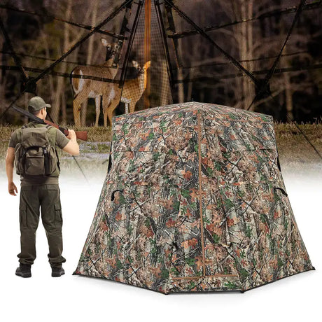 360 One Way See Through Ground Blind Hunting Blind for 2-3 People