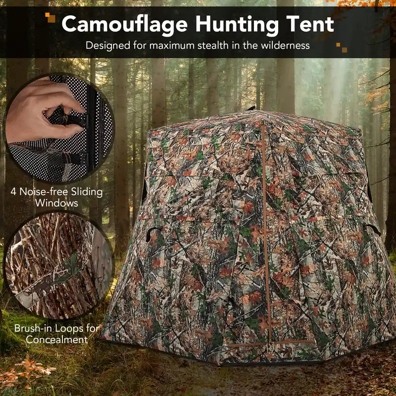 360 One Way See Through Ground Blind Hunting Blind for 2-3 People