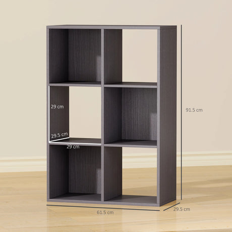 HOMCOM 6-Cube Bookshelf - Grey