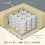 HOMCOM Massage Recliner Chair with 8 Vibration & Heat, PU Leather Recliner Armchair with Cup Holders and Side Pockets, Manual Reclining Chair with Remote, 360 Swivel, Rocking, Light Grey