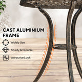 Outsunny 3 Pcs Aluminium Bistro Set Garden Furniture Dining Table Chairs Outdoor Seat Patio Seater Brown