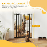PawHut Extra Tall Pet Gate, Indoor Dog Safety Gate, with Cat Flap, Auto Close, 74-80cm Wide - Black