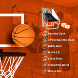 SPORTNOW Foldable Double-Hoop Basketball Arcade Game, with Eight Modes, Four Basketballs, Electronic Scoreboard, Sound Effects