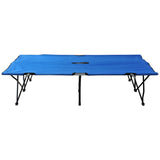 Outsunny Double Camping Cot Bed, with Bag - Blue