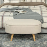 HOMCOM Teddy Fleece Storage Ottoman - Cream White