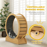 PawHut 39.4" Wooden Cat Running Wheel with Brake, Natural