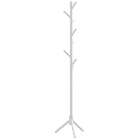 HOMCOM Eight-Hook Wooden Coat Rack - White