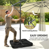 Outsunny 3m Overhanging Parasol, with Base, Weights and Cover - Sand brown