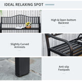 Outsunny Metal Outdoor Bench with Liftable Middle Table, Patio Loveseat, Garden Bench for Garden, Porch, Seats 23 People, Black