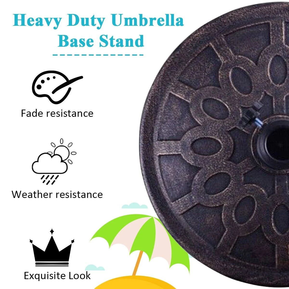 Cast Iron Umbrella Base Stand with Elegant Design for Garden
