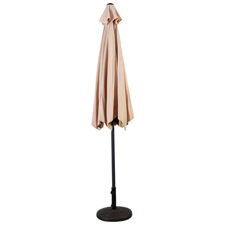 9FT Patio Umbrella Patio Market Steel Tilt W/ Crank Outdoor Yard Garden-beige
