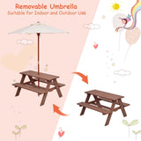 Children's Garden Picnic Table Bench with Sun Umbrella