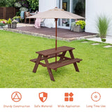 Children's Garden Picnic Table Bench with Sun Umbrella