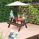 Children's Garden Picnic Table Bench with Sun Umbrella