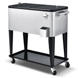 76L Rolling Cooler with Shelf & Bottle Opener for Patio & Pool & Party