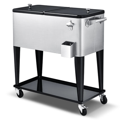 76L Rolling Cooler with Shelf & Bottle Opener for Patio & Pool & Party