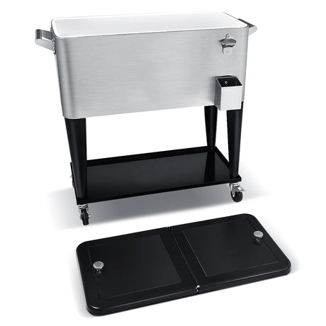 76L Rolling Cooler with Shelf & Bottle Opener for Patio & Pool & Party