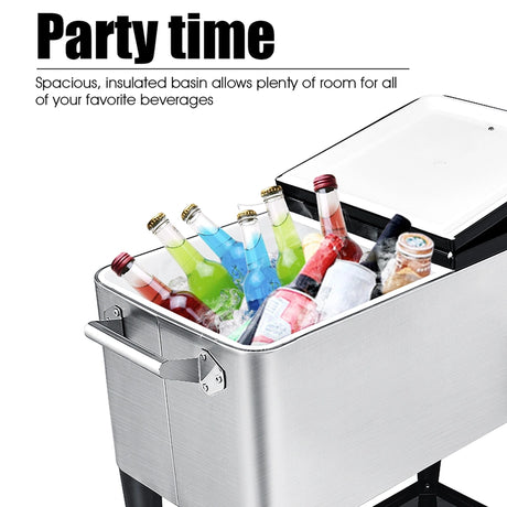 76L Rolling Cooler with Shelf & Bottle Opener for Patio & Pool & Party