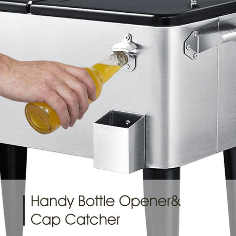 76L Rolling Cooler with Shelf & Bottle Opener for Patio & Pool & Party