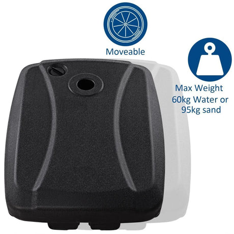 60L Plastic Weighted Fill Water Sand Wheel Patio Umbrella Base