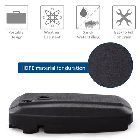 60L Plastic Weighted Fill Water Sand Wheel Patio Umbrella Base