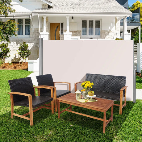 118.5 x 71 Inch Patio Retractable Folding Side Awning Screen