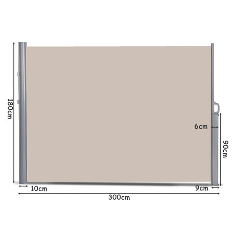 118.5 x 71 Inch Patio Retractable Folding Side Awning Screen