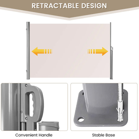 118.5 x 71 Inch Patio Retractable Folding Side Awning Screen