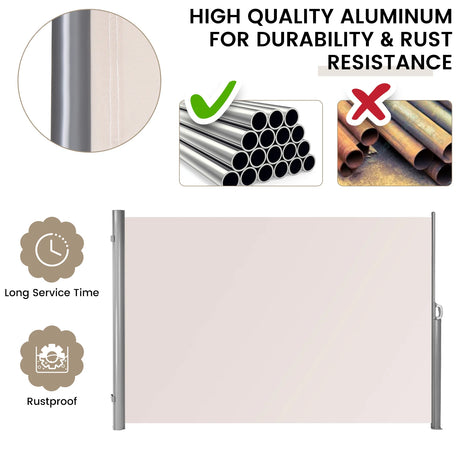 118.5 x 71 Inch Patio Retractable Folding Side Awning Screen
