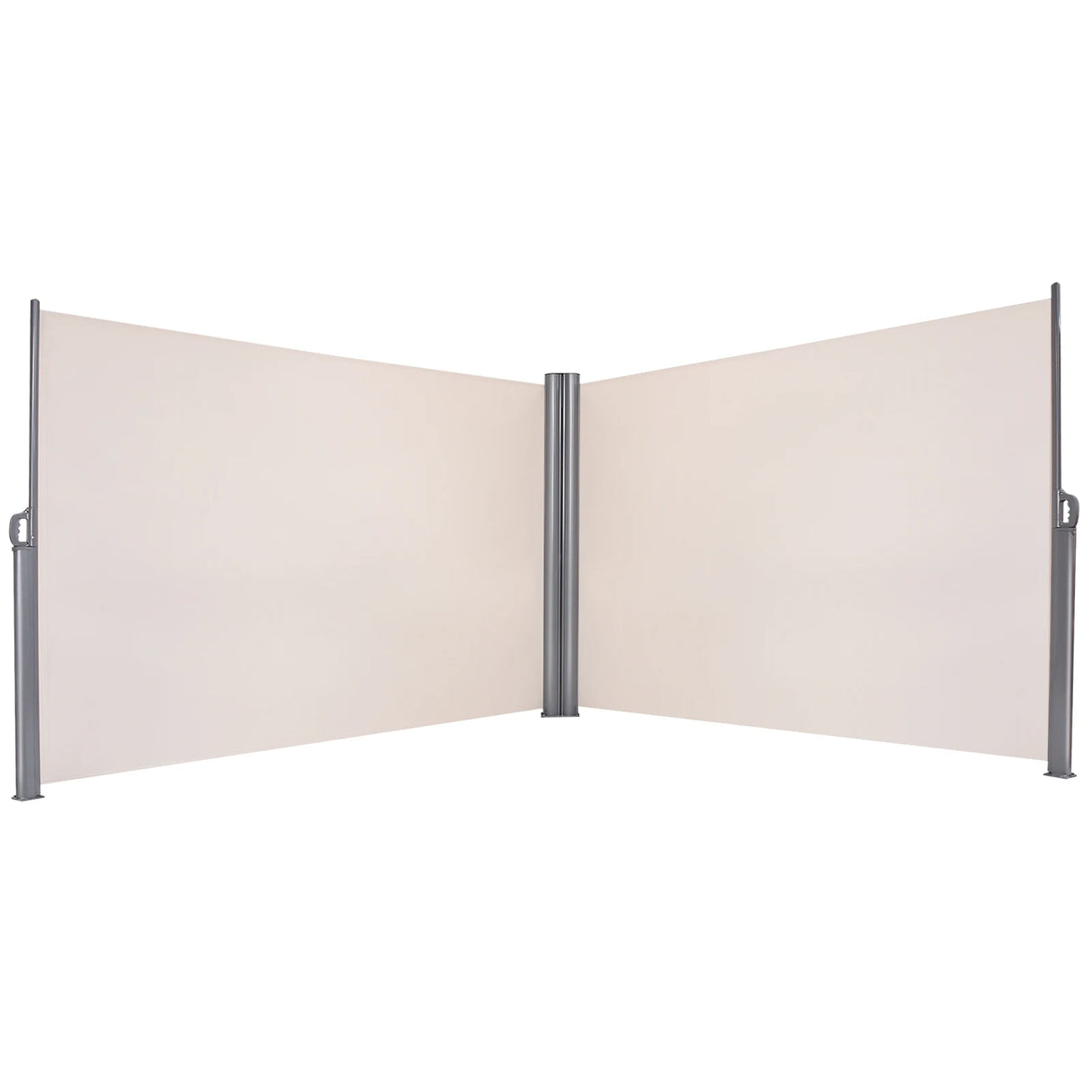 237 x 71 Inch Patio Retractable Double Folding Side Awning Screen Divider