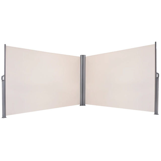 237 x 71 Inch Patio Retractable Double Folding Side Awning Screen Divider