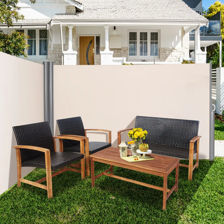 237 x 71 Inch Patio Retractable Double Folding Side Awning Screen Divider
