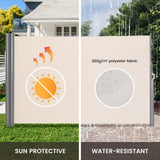 237 x 71 Inch Patio Retractable Double Folding Side Awning Screen Divider