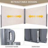 237 x 71 Inch Patio Retractable Double Folding Side Awning Screen Divider