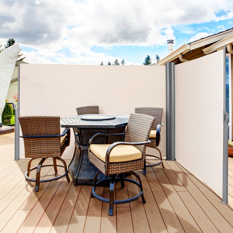 237 x 71 Inch Patio Retractable Double Folding Side Awning Screen Divider