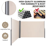 237 x 71 Inch Patio Retractable Double Folding Side Awning Screen Divider