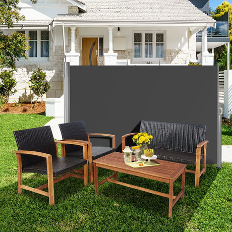 118.5 x 63 Inch Patio Retractable Folding Side Awning Screen Privacy Divider