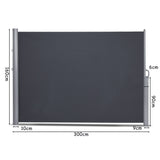 118.5 x 63 Inch Patio Retractable Folding Side Awning Screen Privacy Divider