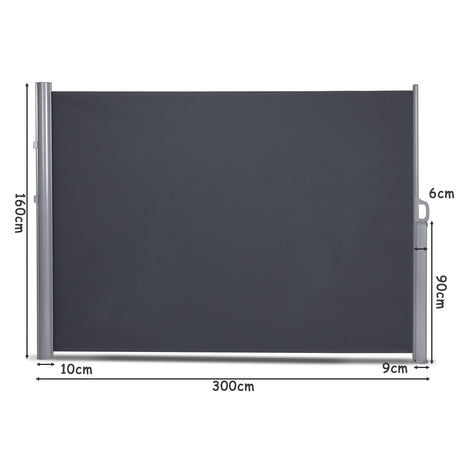 118.5 x 63 Inch Patio Retractable Folding Side Awning Screen Privacy Divider