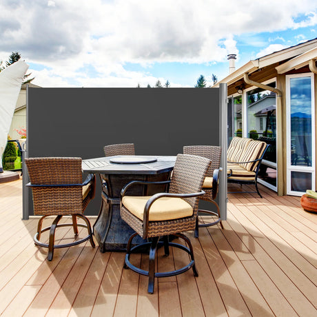 118.5 x 63 Inch Patio Retractable Folding Side Awning Screen Privacy Divider