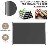 118.5 x 63 Inch Patio Retractable Folding Side Awning Screen Privacy Divider