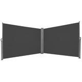 237 x 63 Inch Patio Retractable Double Folding Side Awning Screen Divider