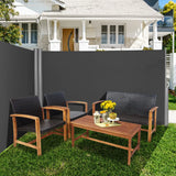 237 x 63 Inch Patio Retractable Double Folding Side Awning Screen Divider