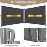 237 x 63 Inch Patio Retractable Double Folding Side Awning Screen Divider