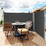 237 x 63 Inch Patio Retractable Double Folding Side Awning Screen Divider