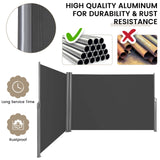 237 x 63 Inch Patio Retractable Double Folding Side Awning Screen Divider
